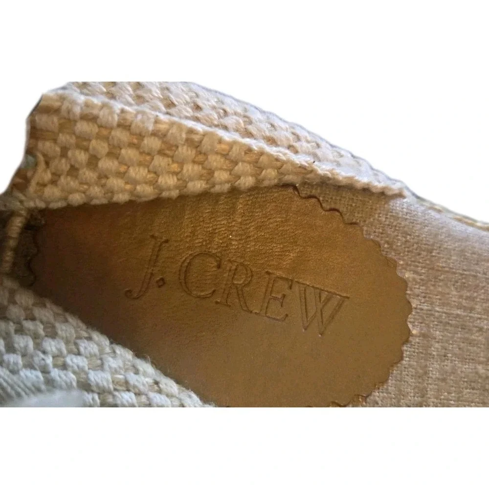 J.Crew Women's Lace-Up Espadrille‎ Flats Size 8 Beige Canvas Jute Summer Shoes